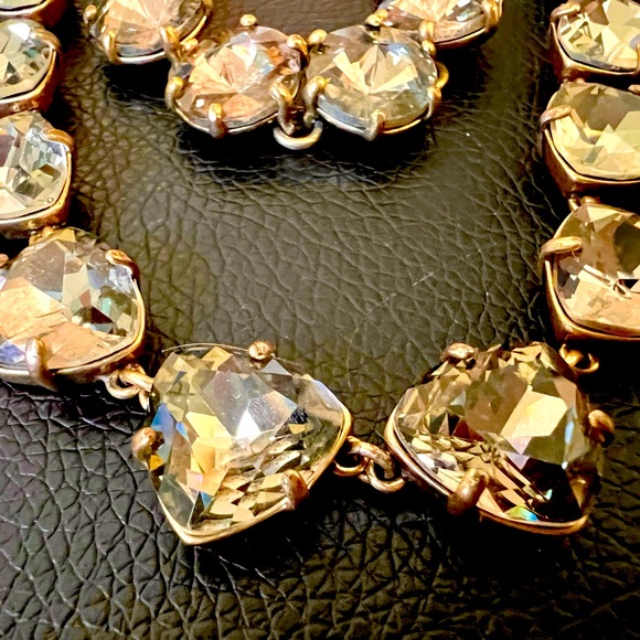 Stella & Dot Rhinestone Necklace Bracelet Set Light Amber Gold Tone Setting - Picture 9 of 9